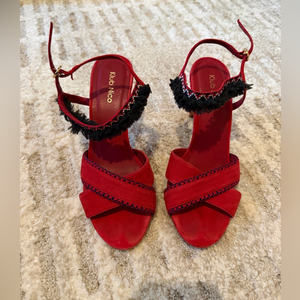 Klub Nico Red and Black Women's Sandals